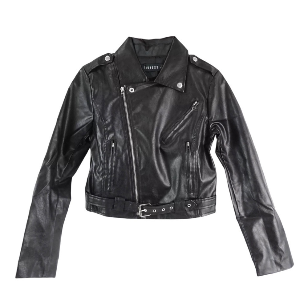 LIONESS • The Zepplin Fully Lined Vegan Black Leather Biker Moto Jacket